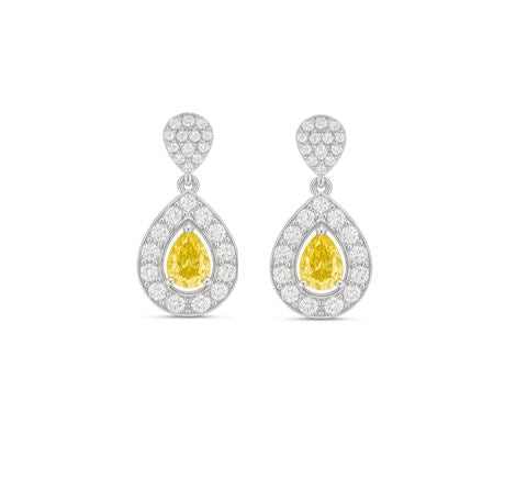 Vidal Vivid Yellow Pear Cut Diamond Earrings in 18K Gold