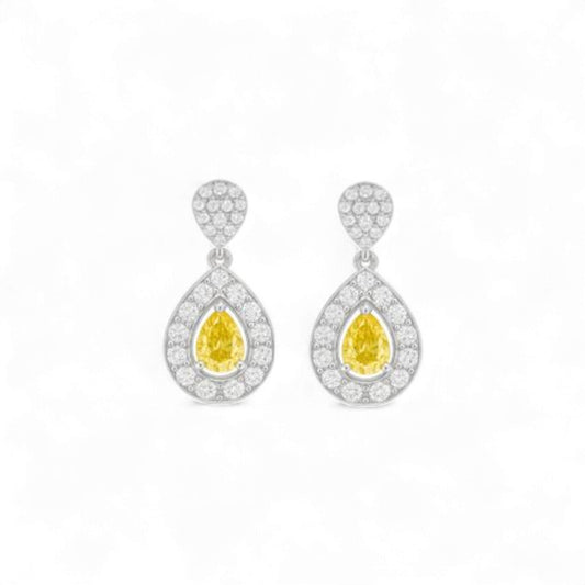Vidal Vivid Yellow Pear Cut Diamond Earrings in 18K Gold