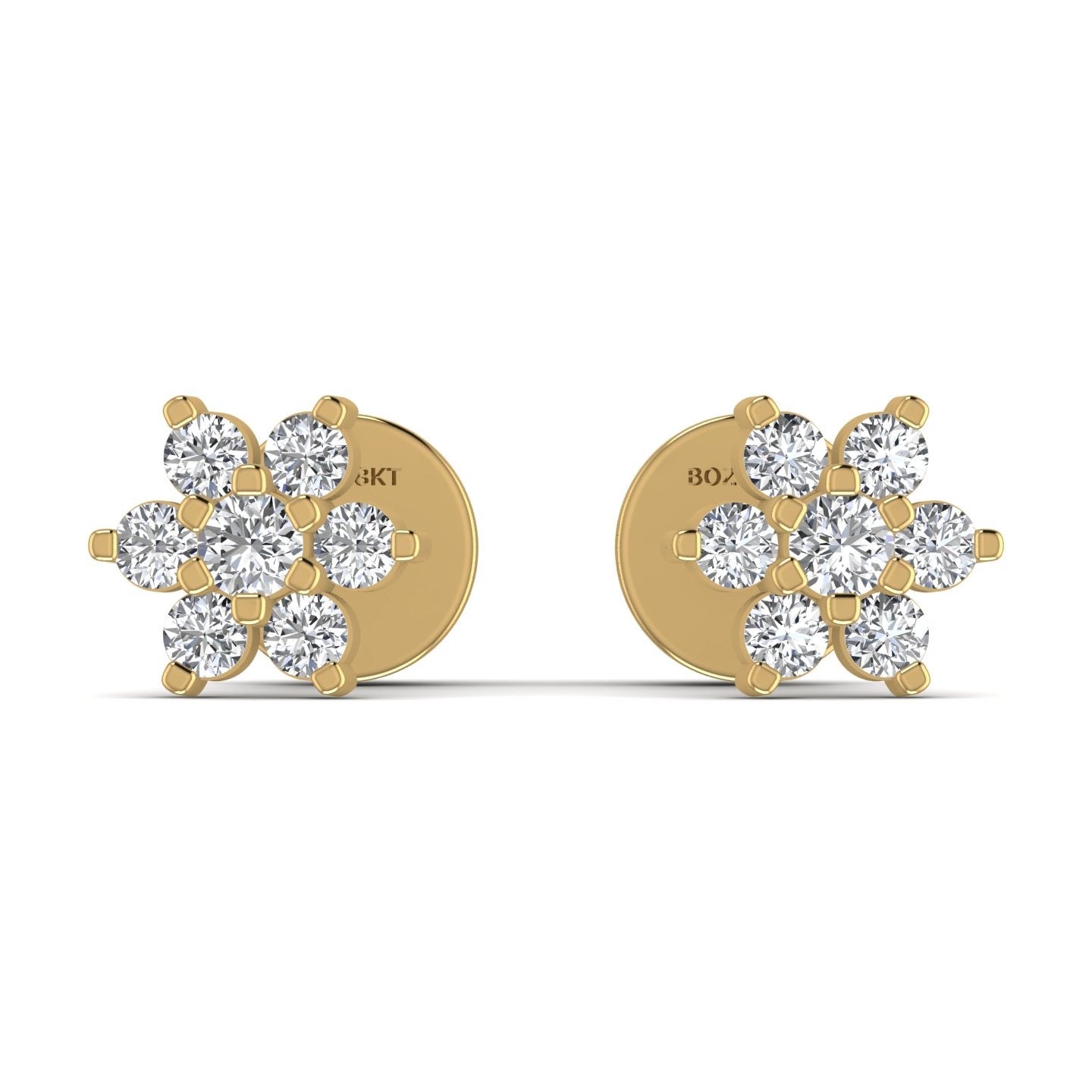 Solace Star Natural Diamond Cluster Earrings in 18K Gold