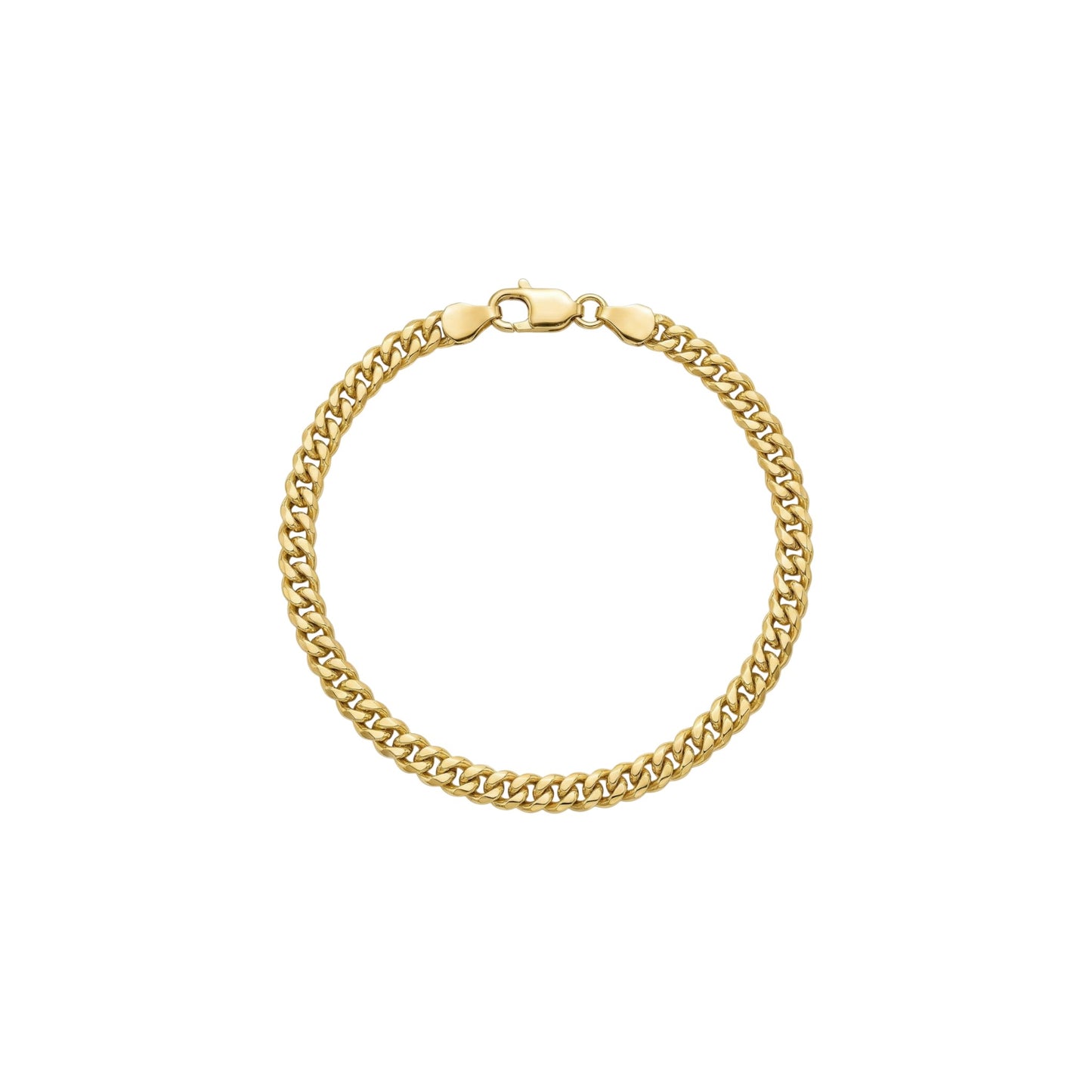 Gold chain bracelet on a white background
