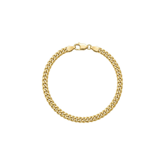 Gold chain bracelet on a white background