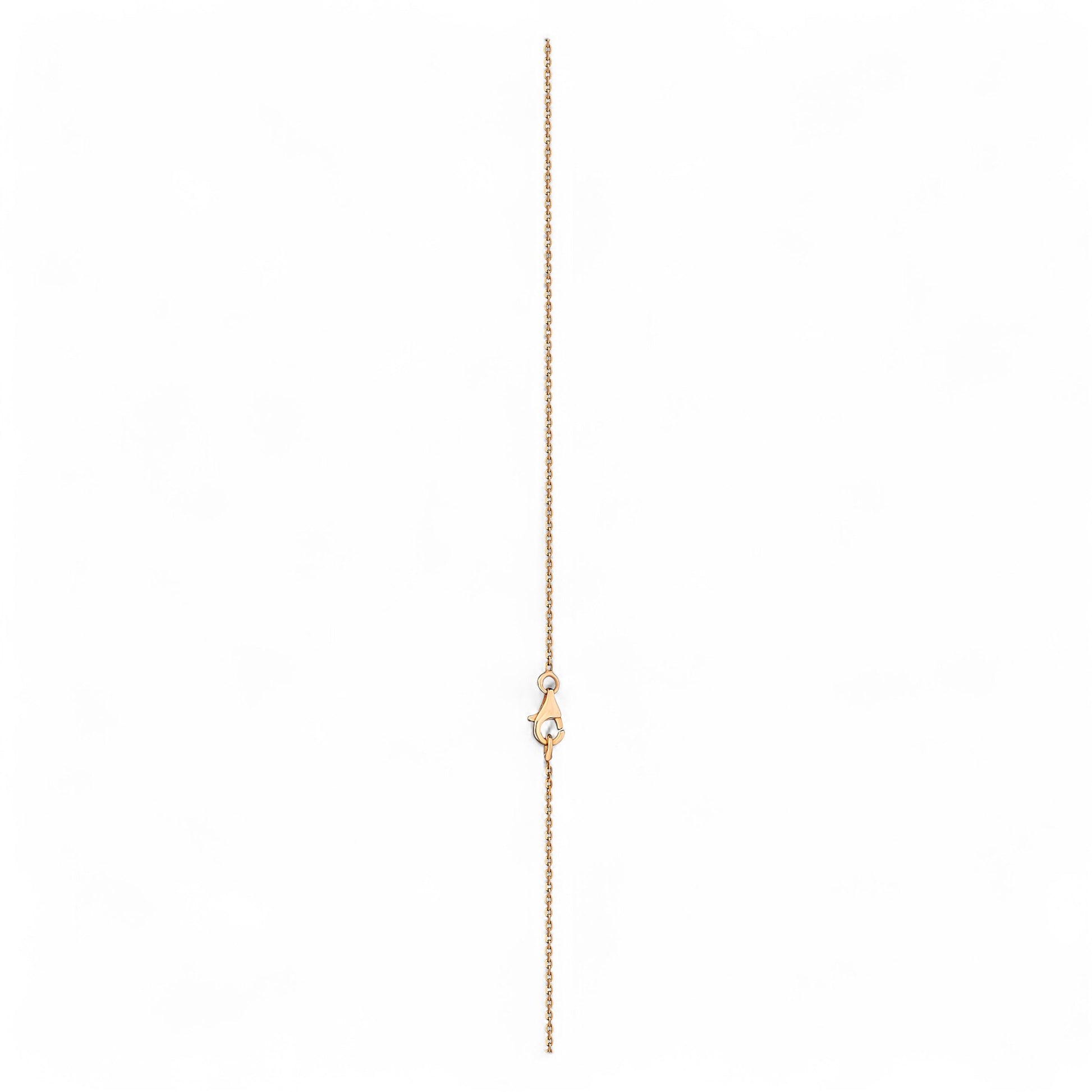 Gold necklace with a small pendant on a white background