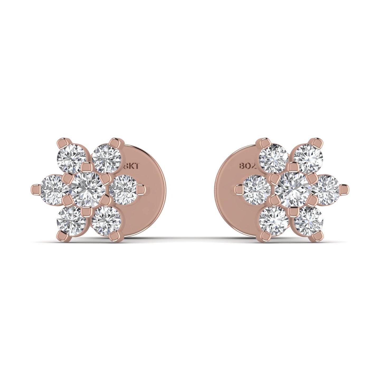 Solace Star Natural Diamond Cluster Earrings in 18K Gold