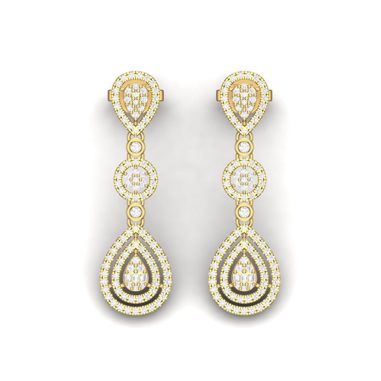 Tear Drop Diamond Earrings in 18K Gold