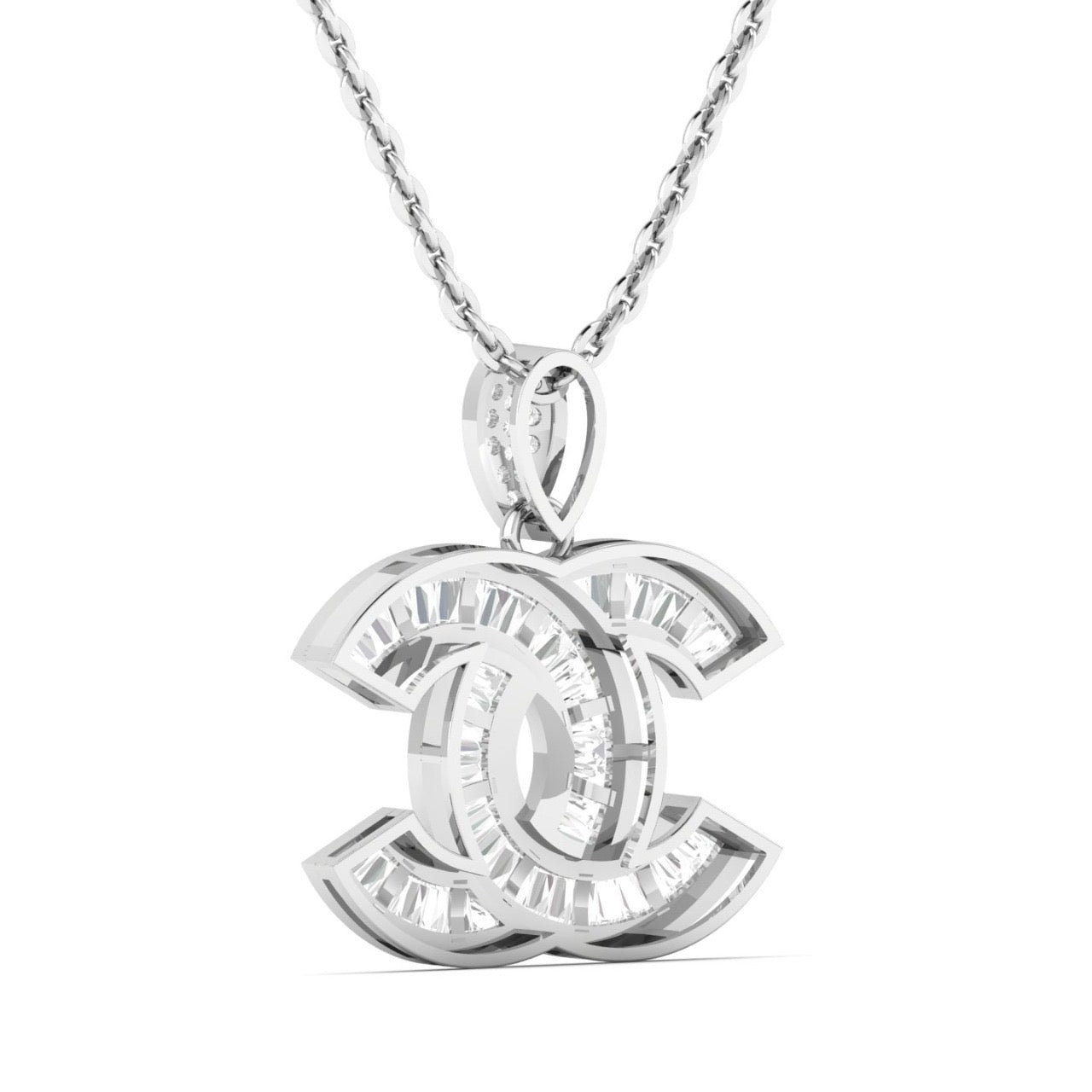 Interlocked C Diamond Pendant Necklace in 18K Gold