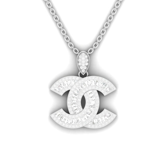 Interlocked C Diamond Pendant Necklace in 18K Gold