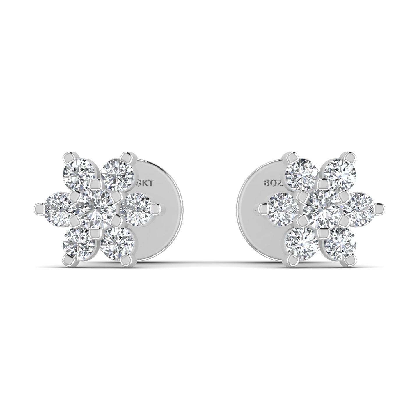 Solace Star Natural Diamond Cluster Earrings in 18K Gold