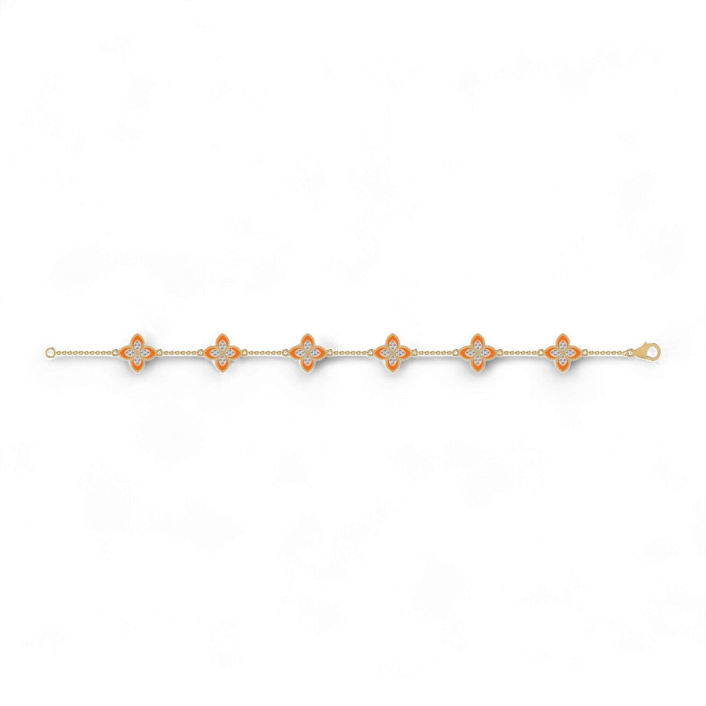 6 Clover Dual Diamond Bracelet in 18KT Gold