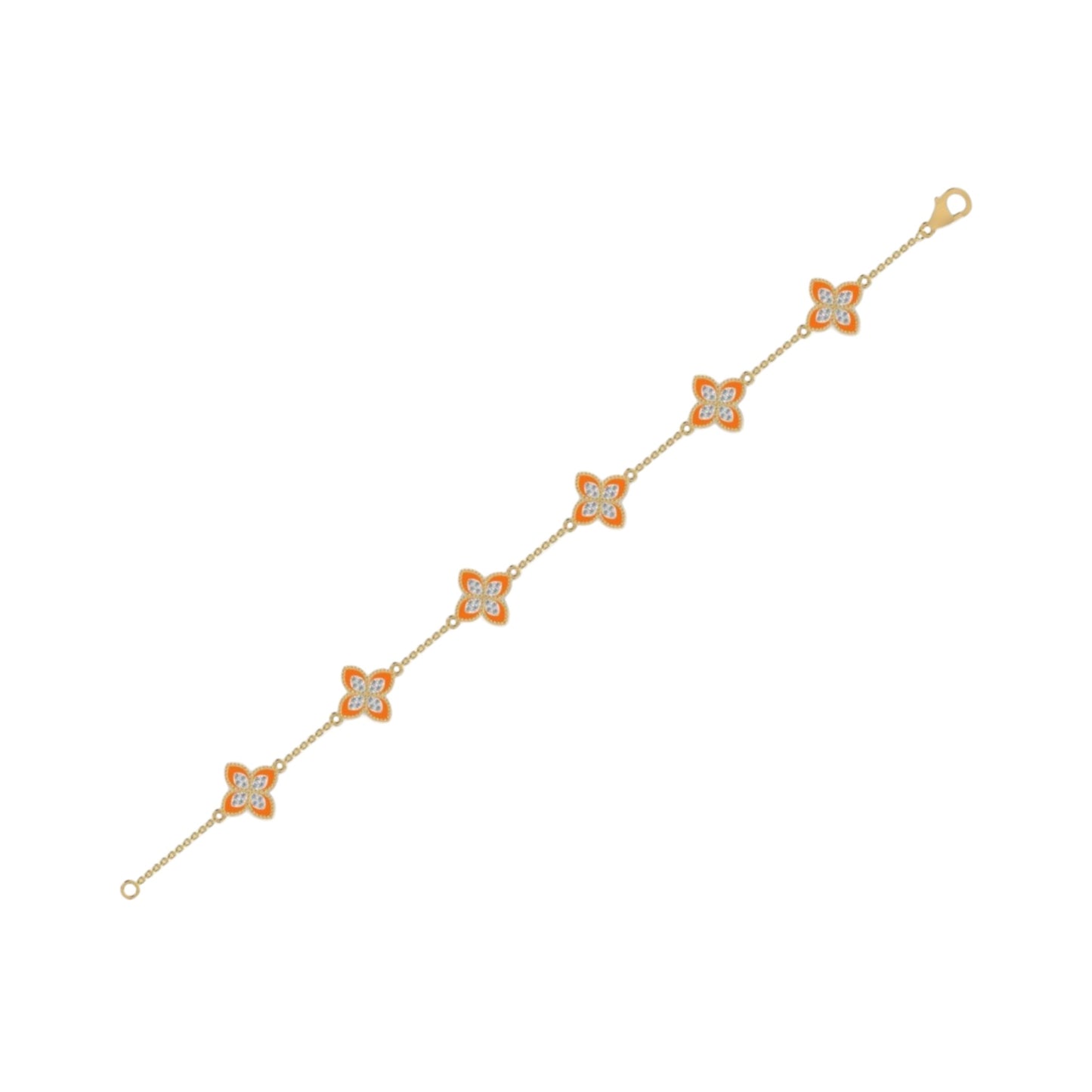 6 Clover Dual Diamond Bracelet in 18KT Gold