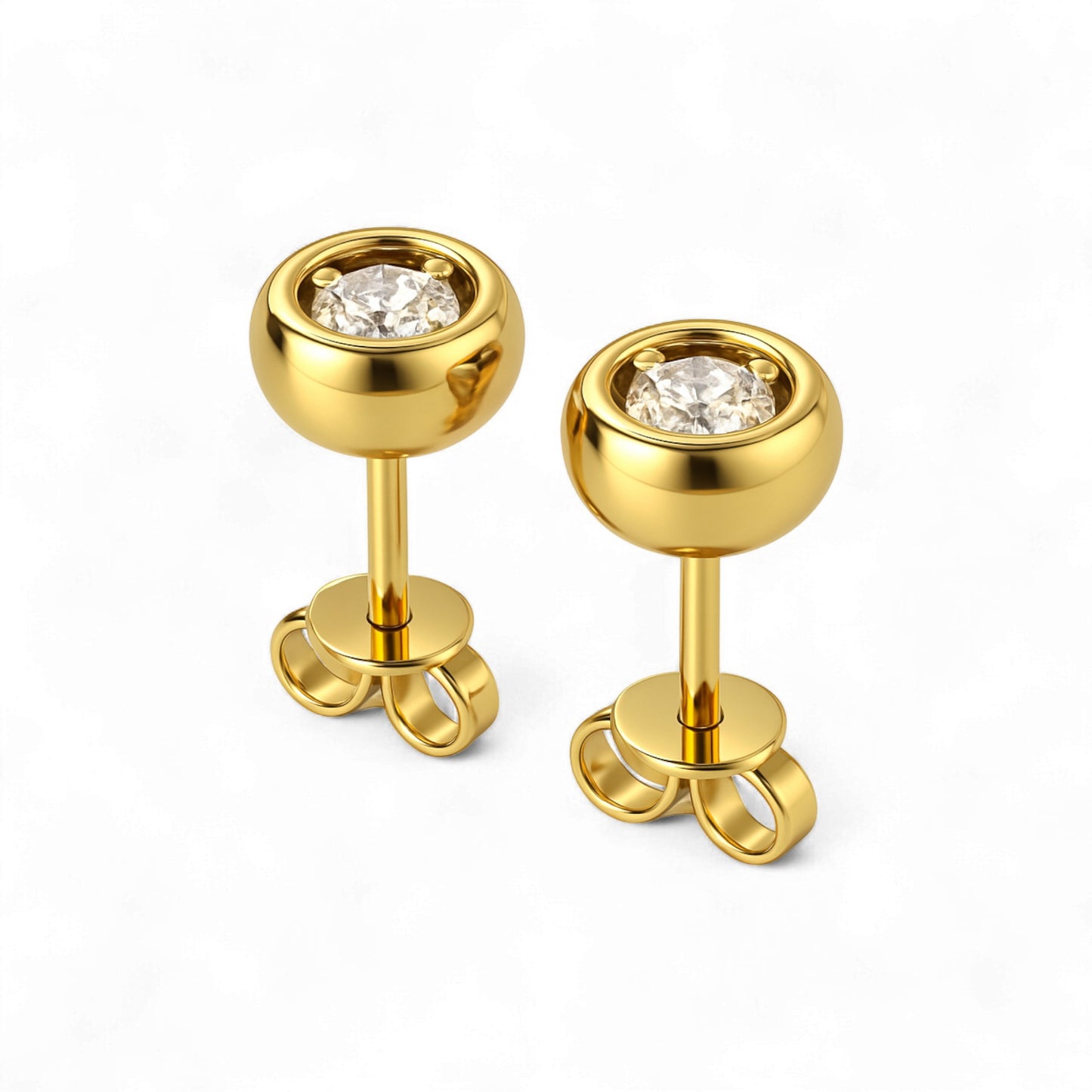 Diamond Ball Stud Earrings in 18K Gold