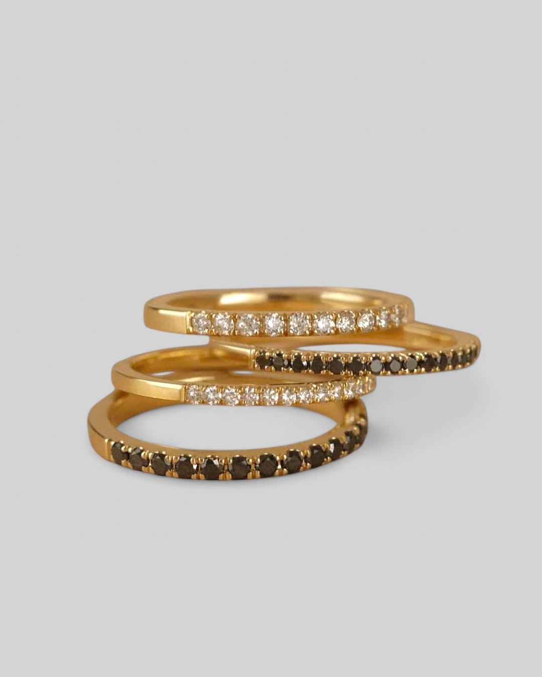 2MM Pave Black Diamond Band in 10K Gold