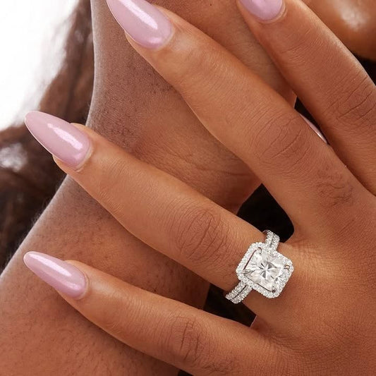 Mia Princess Cut Moissanite Engagement Ring in 925 Sterling Silver