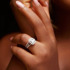 Nadia Radiant Cut CZ Bride Set in 925 Sterling Silver