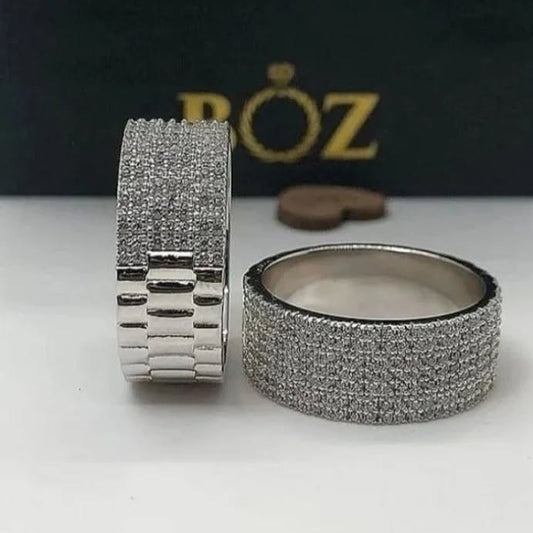 Presidential CZ Band in 925 Sterling Silver