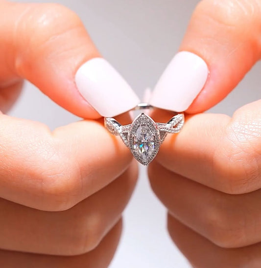 Sade Marquise Cut CZ Engagement Ring in 925 Sterling Silver
