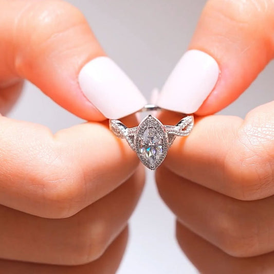 Sade Marquise Cut CZ Engagement Ring in 925 Sterling Silver