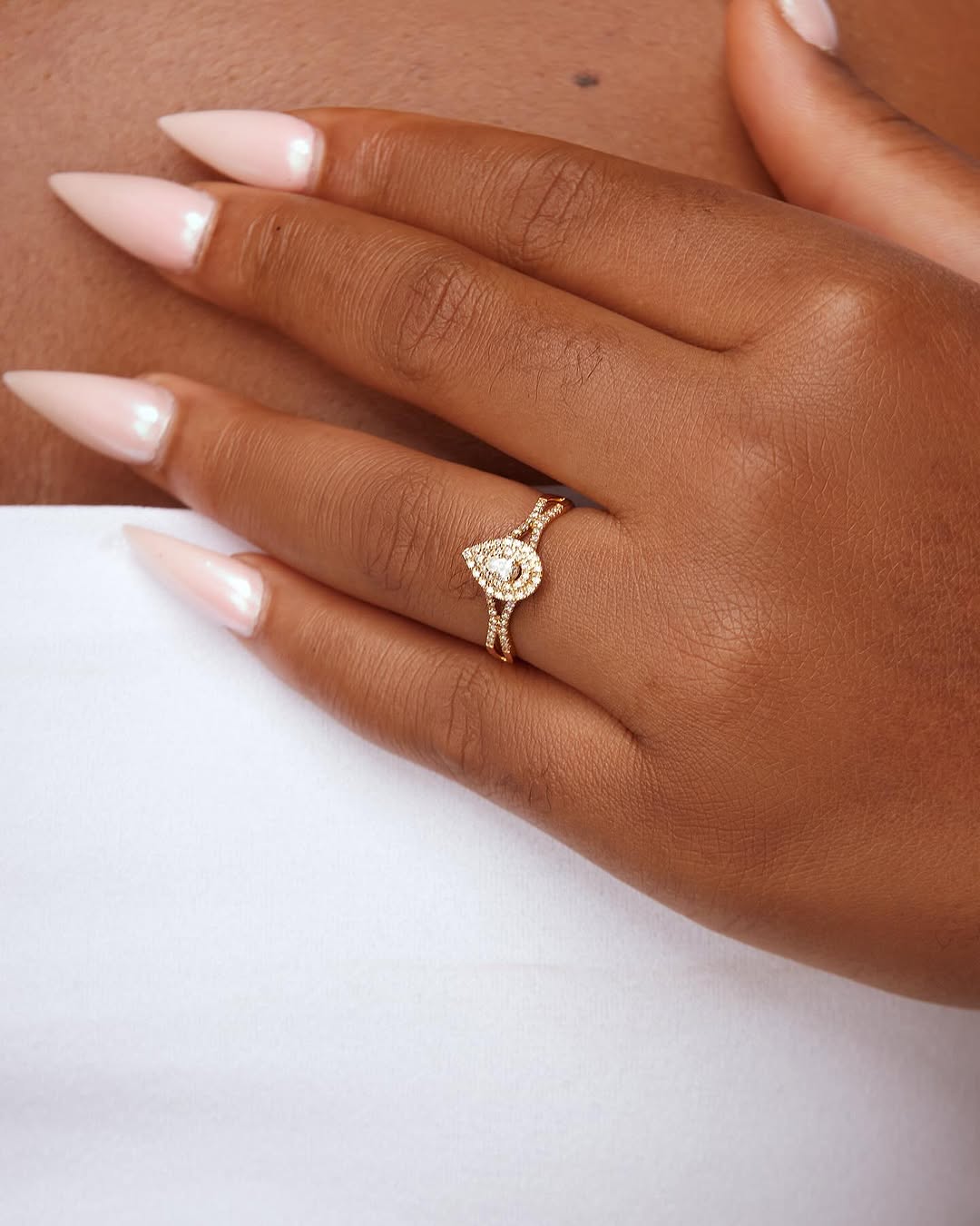 Natalie Pear Natural Diamond Engagement Ring