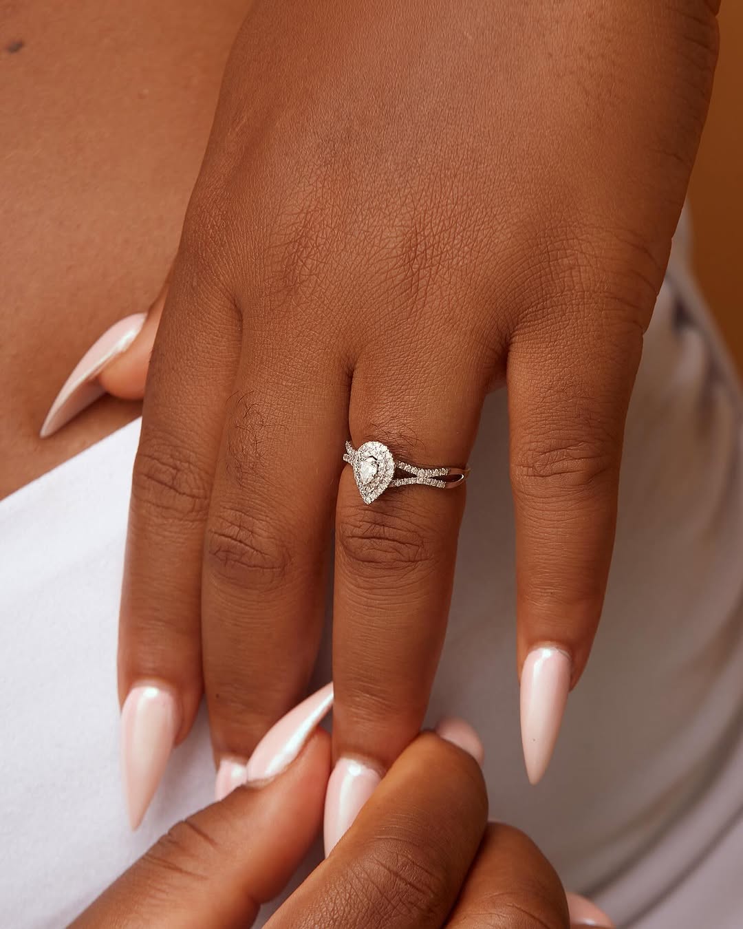 Natalie Pear Natural Diamond Engagement Ring