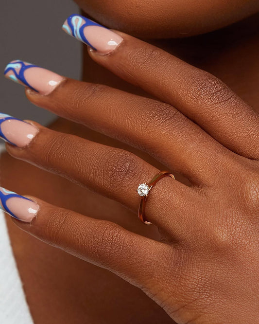 Classic 6 Prong Solitaire Natural Diamond Ring in 18K Gold