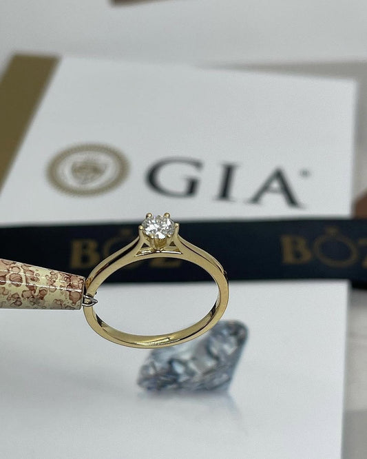 Classic 6 Prong Solitaire Natural Diamond Ring in 18K Gold