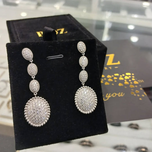 Meena Moissanite Triple Drop Earrings in 925 Sterling Silver