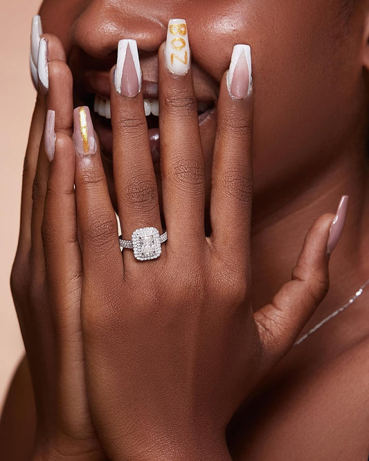 Classic Double Halo Engagement Ring in 18K Gold