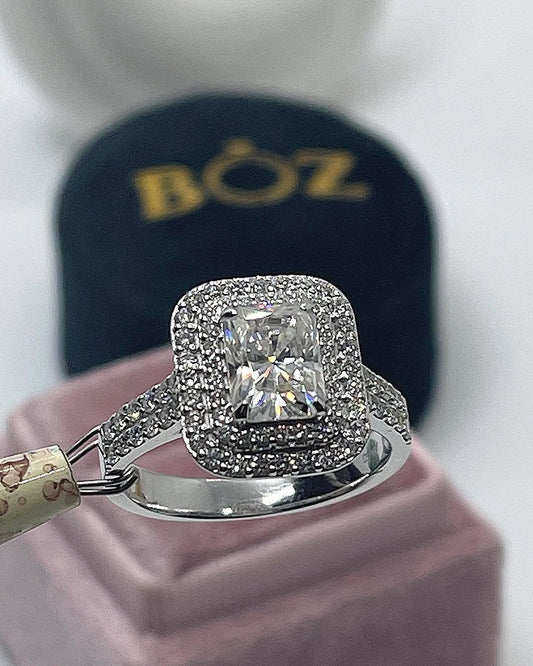 Classic Double Halo Engagement Ring in 18K Gold