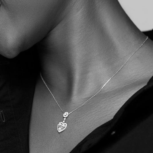 Drop Heart Moissanite Necklace in 925 Sterling Silver