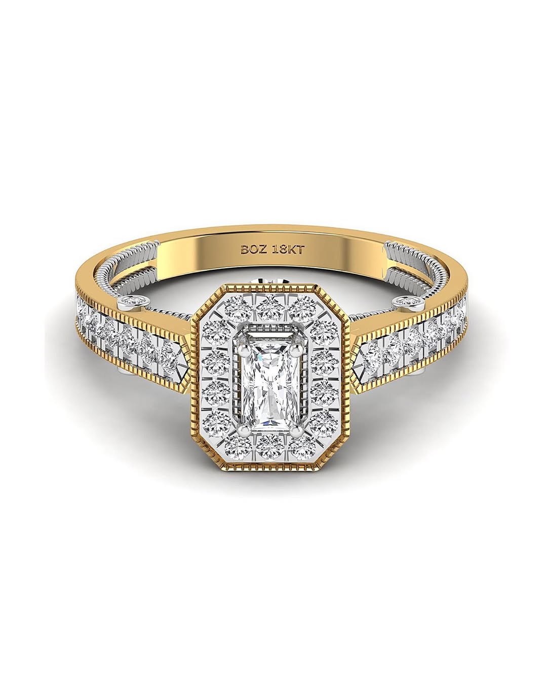 Nala Radiant Natural Diamond Engagement Ring in 18K Gold