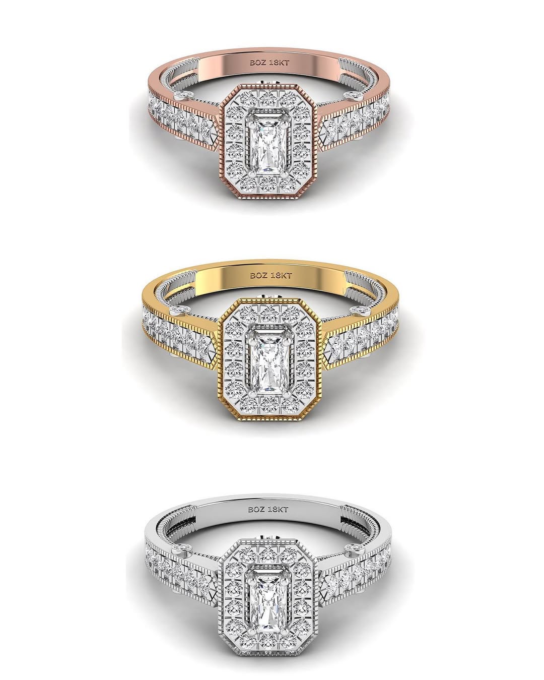 Nala Radiant Natural Diamond Engagement Ring in 18K Gold