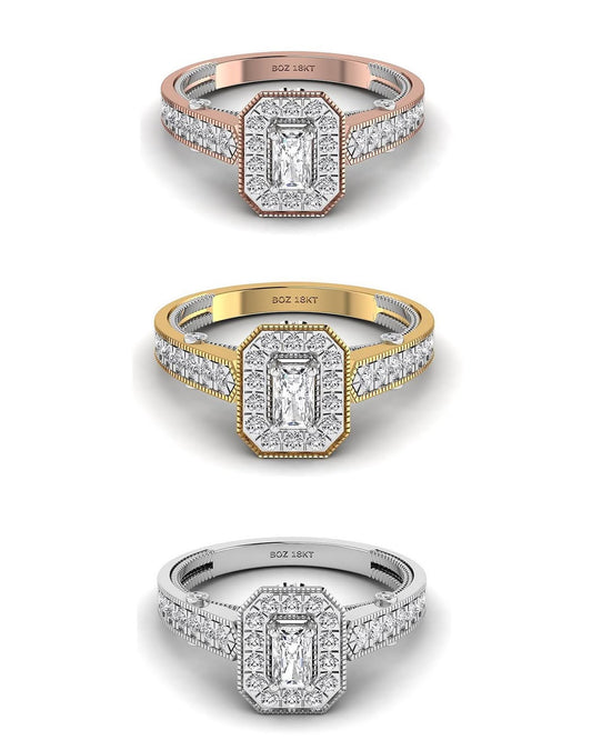 Nala Radiant Natural Diamond Engagement Ring in 18K Gold
