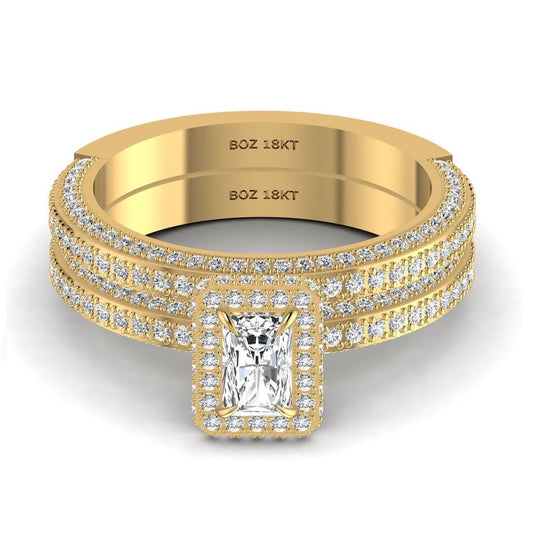 Elise Radiant Cut Diamond Bride Set in 18K Gold