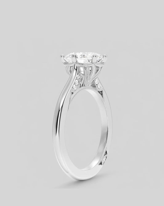 Goodness Cathedral Moissanite Engagement Ring in 18K Gold