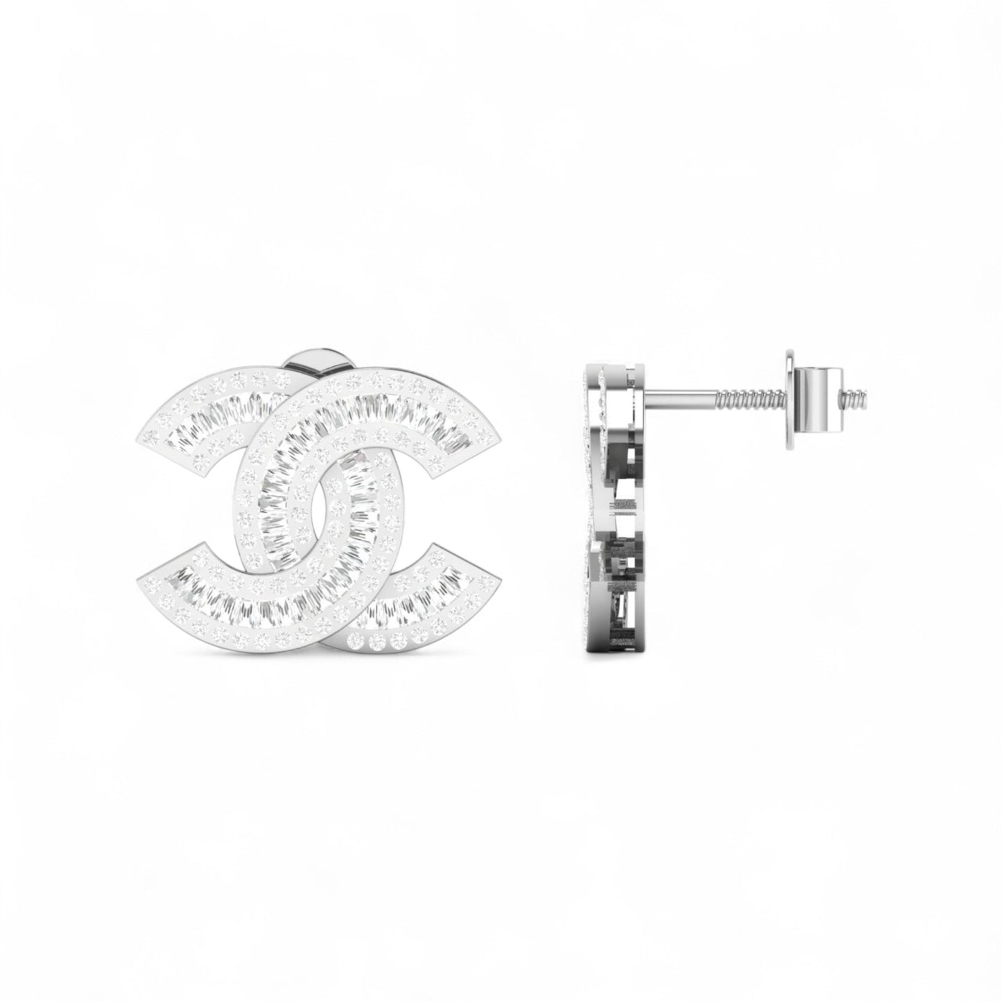 Interlocked C Diamond Mini Studs in 18K Gold