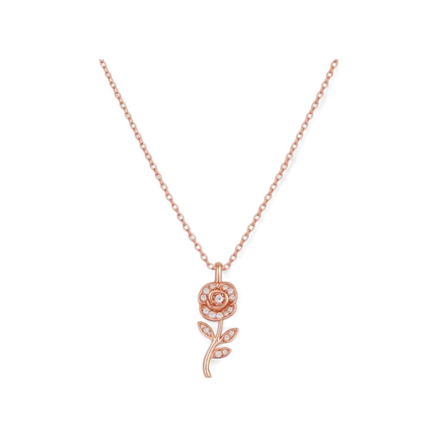 Rose Flower Diamond Pendant Necklace in 18K Gold