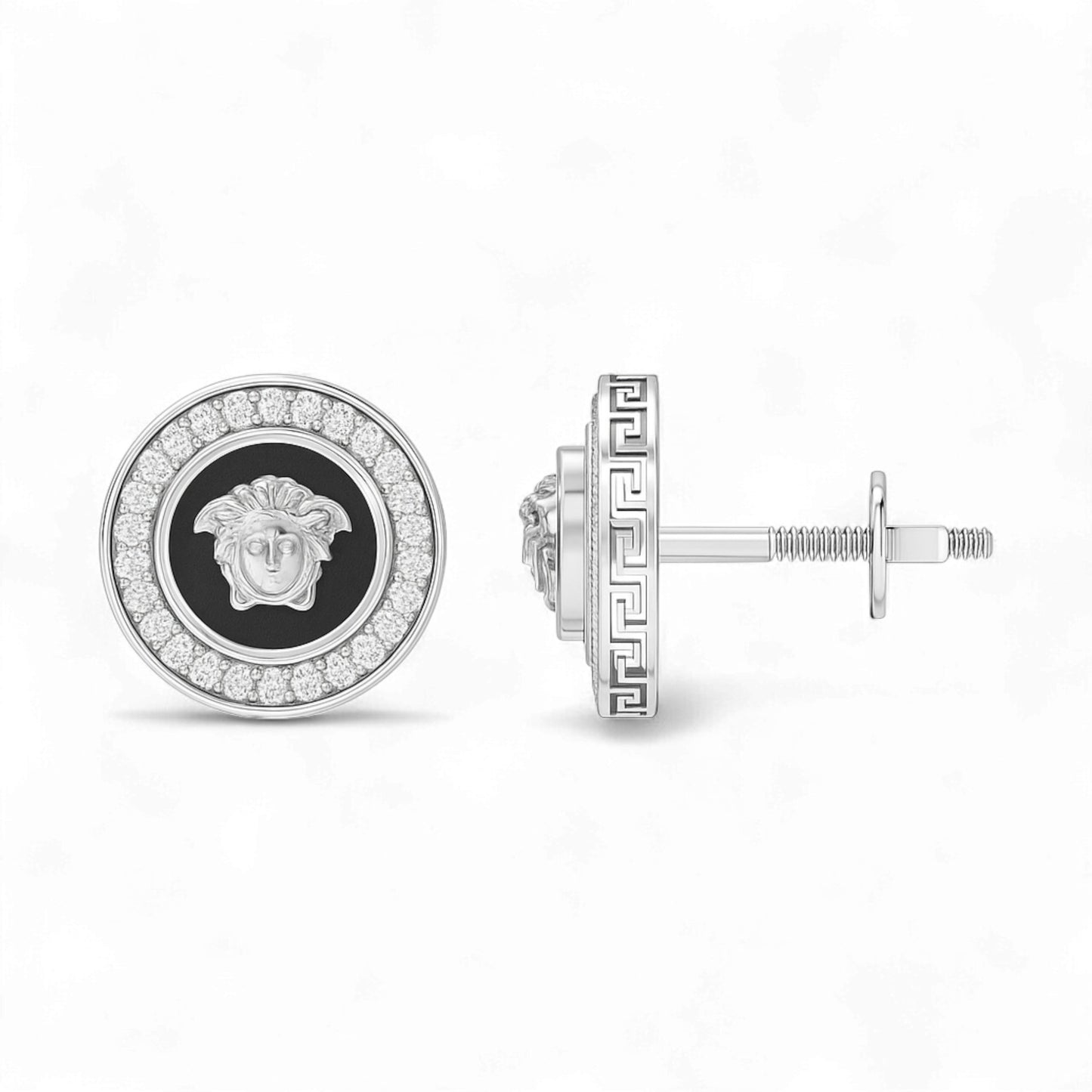 Medusa Diamond Stud Earrings in 18k Gold