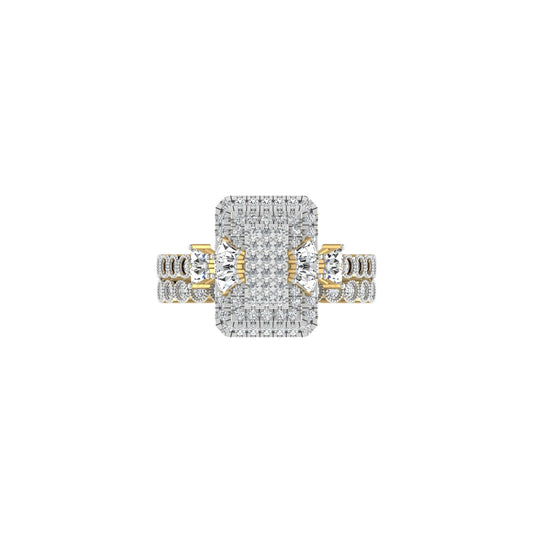 Lucy Radiant Cut Natural Diamond Cluster Bride Set in 18K Gold